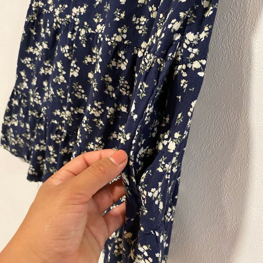Hollister Blue Floral Mini Dress XS Cottagecore Babydoll Summer Dress - Picture 7 of 7